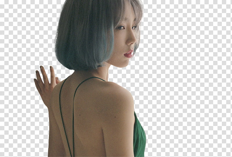 TAEYEON MY VOICE P, woman in green sleeveless top looking sideways transparent background PNG clipart