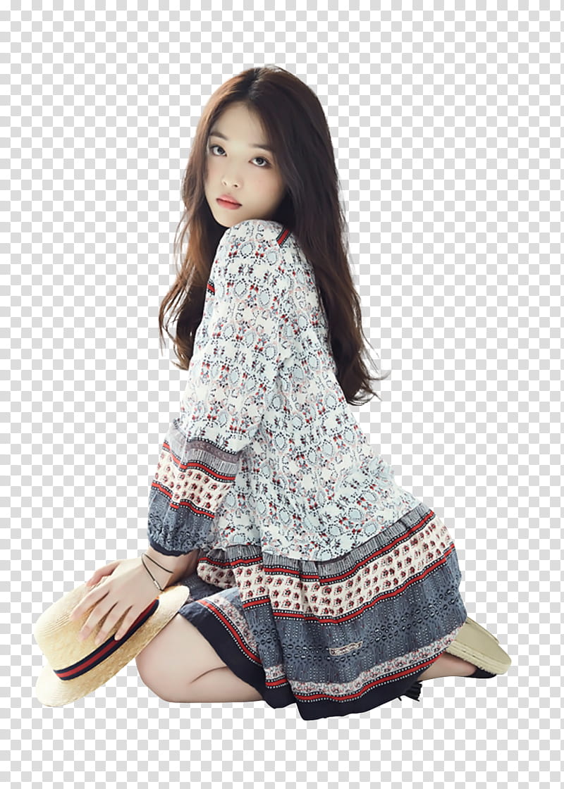 Sulli Thursday Island P, woman sitting on knees transparent background PNG clipart