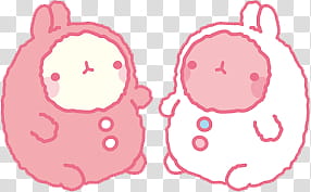Overlays, two white and pink rabbits illustration transparent background PNG clipart