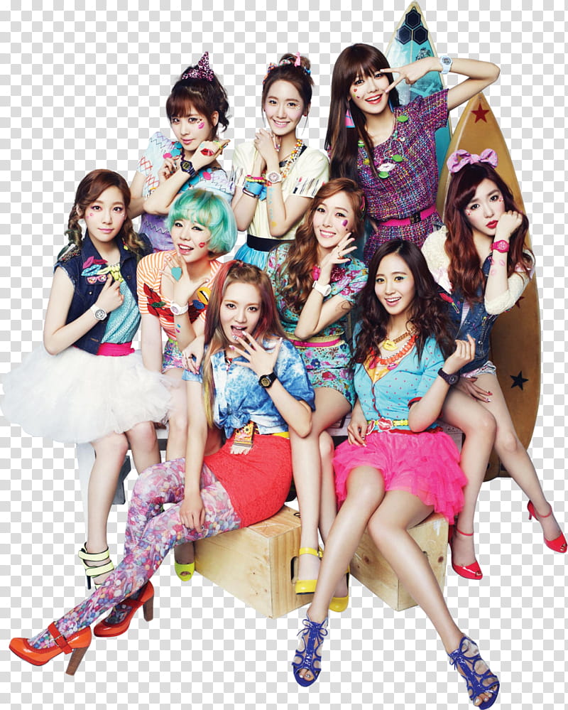 standing and sitting Girls Generation members transparent background PNG clipart