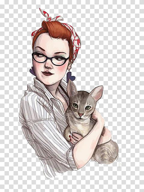 woman hugging cat illustration transparent background PNG clipart