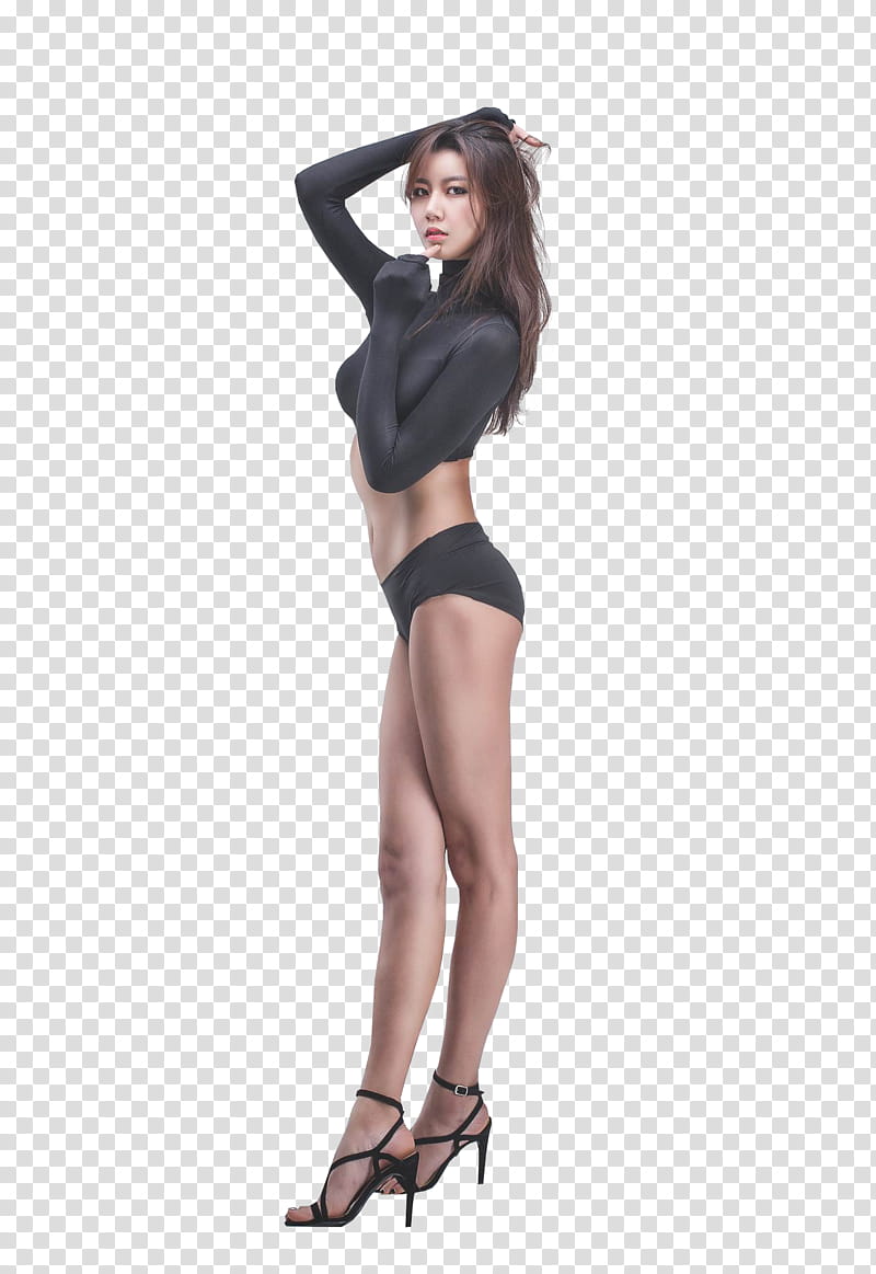 BAN JI HEE, woman wearing black underwear transparent background PNG clipart