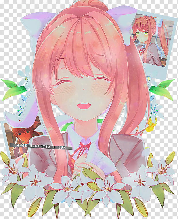 Monika from DokiDoki. Banner from my GFX. transparent background PNG clipart