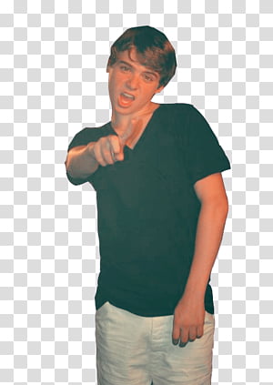 Christian Beadles, man in black V-neck t-shirt and white pants transparent background PNG clipart thumbnail