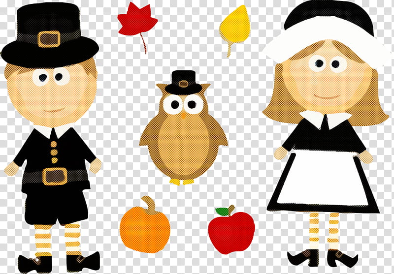 thanksgiving couple owl, Apple, Pumpkin, Leaves, Cartoon, Happy, Conversation, Sharing transparent background PNG clipart
