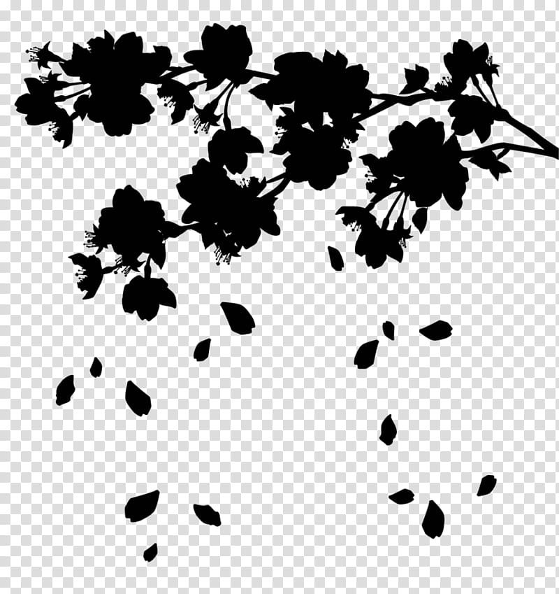 Tree Branch Silhouette, Line, Leaf, Blackandwhite, Plant, Flower, Petal transparent background PNG clipart