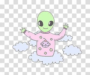 green alien wearing pink clothes illustration transparent background PNG clipart