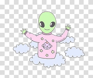 Free: Cute Tumblr Alien Teal Aesthetic Anime Png Cute Tumblr