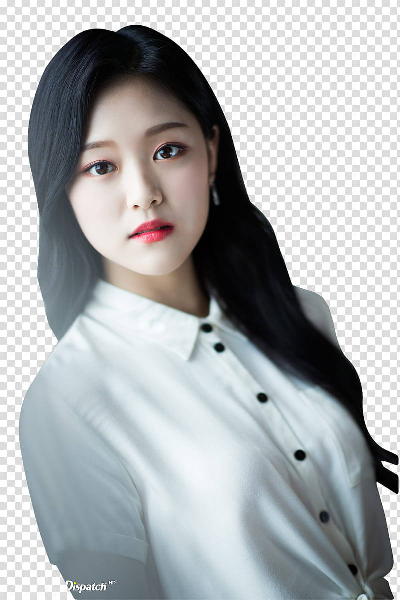 LOONA   X DISPATCH, portrait graphy of woman wearing white button-up cap-sleeved top transparent background PNG clipart