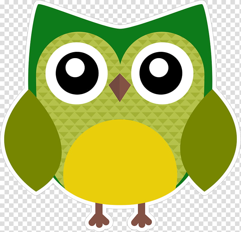 Owl, Coloring Book, Green, Cartoon, Bird Of Prey, Yellow transparent background PNG clipart