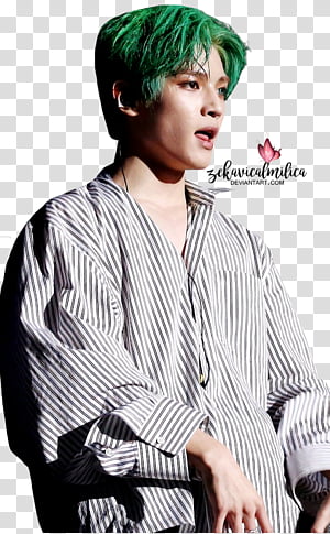 NCT Taeyong 171201 MAMA, man wearing white and black striped dress shirt transparent background PNG clipart thumbnail