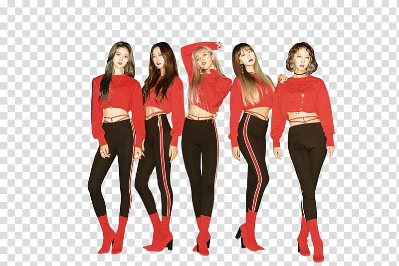 EXID FULL MOON ,  woman in red long sleeve shirts standing transparent background PNG clipart