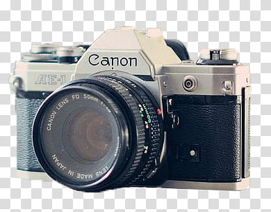 Camera , gray and black Canon AE- camera illustration transparent background PNG clipart