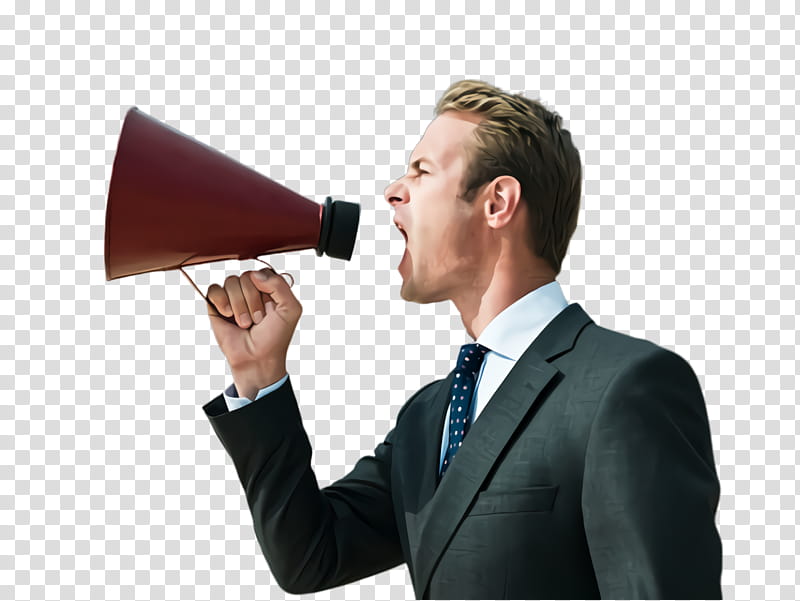 megaphone audio equipment nose public speaking businessperson, Formal Wear, Technology, Loudspeaker, Orator, Whitecollar Worker transparent background PNG clipart