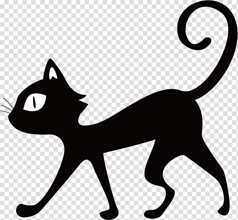 black cat halloween cat, Halloween , Small To Mediumsized Cats, Line Art, Tail, Head transparent background PNG clipart