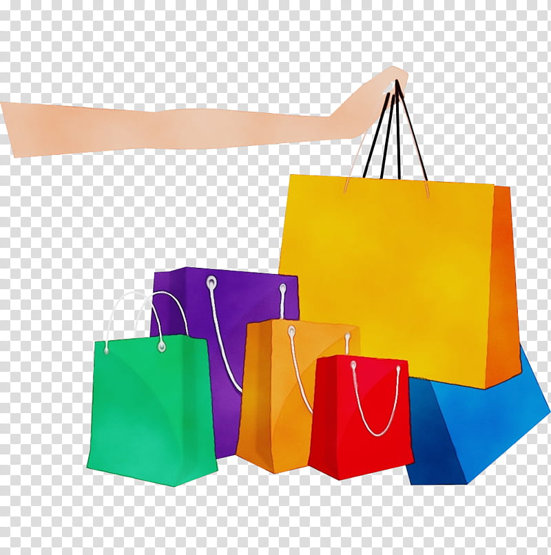 Shopping bag, Watercolor, Paint, Wet Ink, Paper Bag, Yellow, Packaging And Labeling, Material Property transparent background PNG clipart