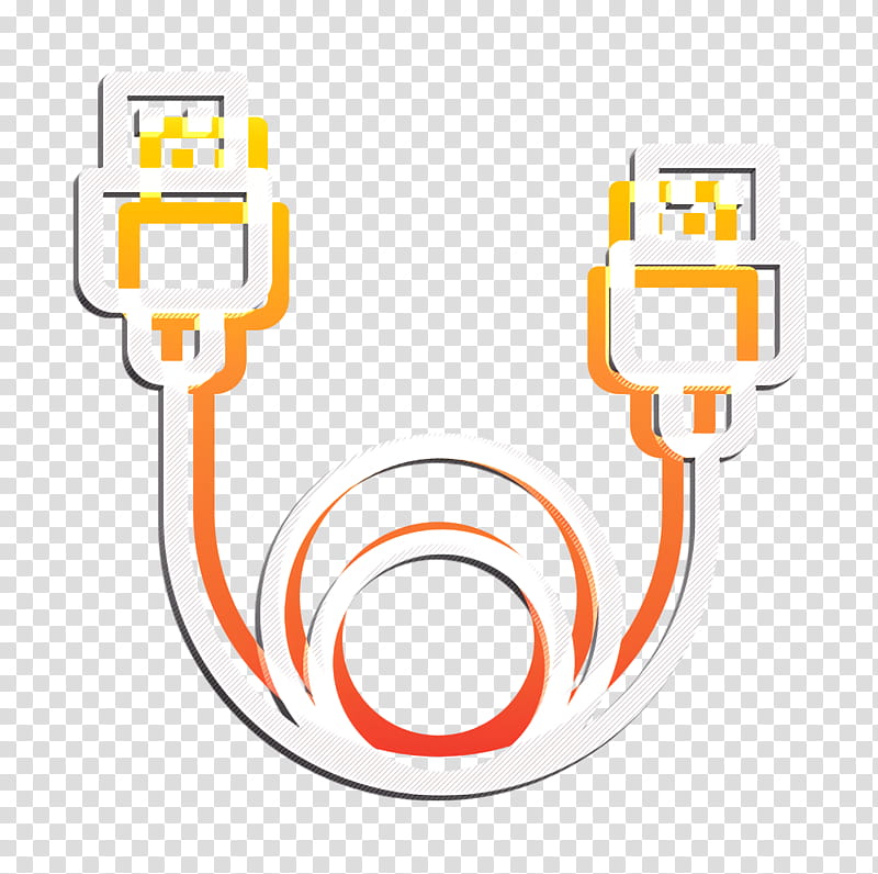 Usb icon Electronic Device icon Data cable icon, Orange, Line, Technology, Symbol, Logo transparent background PNG clipart