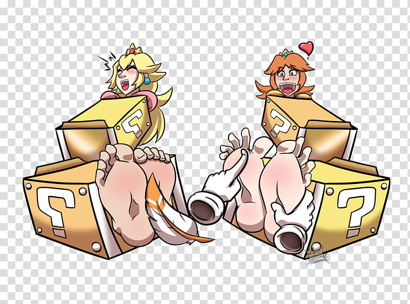 Peach and Daisy In Half Comission, yellow box illustration transparent background PNG clipart