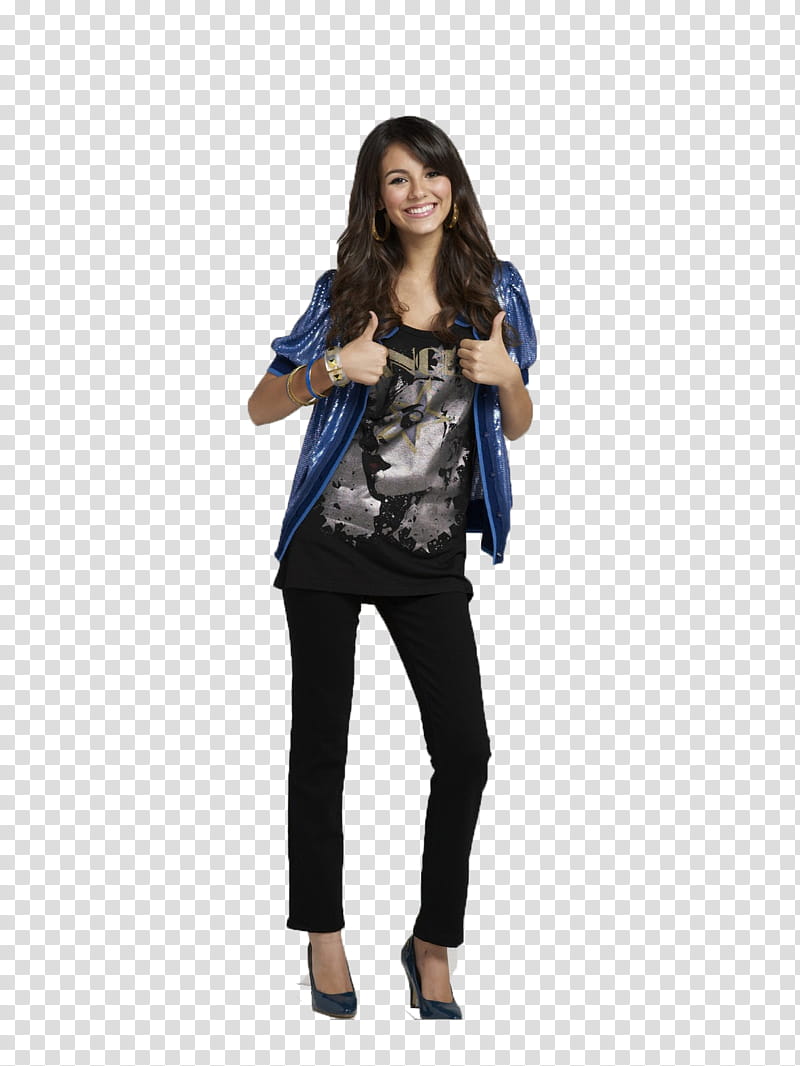 Victoria Justice , woman standing doing thumbs up transparent background PNG clipart