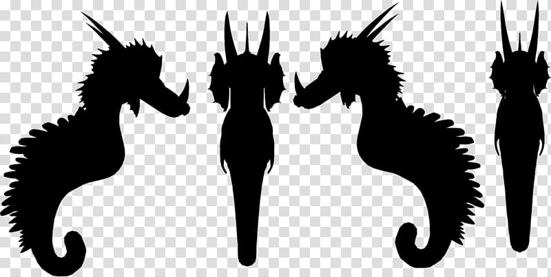 Horse, Seahorse, Silhouette, Head, Blackandwhite transparent background PNG clipart