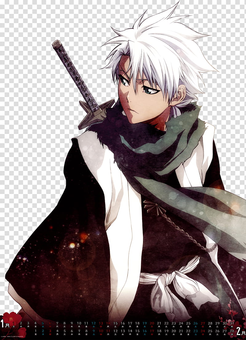Bleach Hitsugaya Toshiro, male anime character wearing brown and white dress with sword transparent background PNG clipart