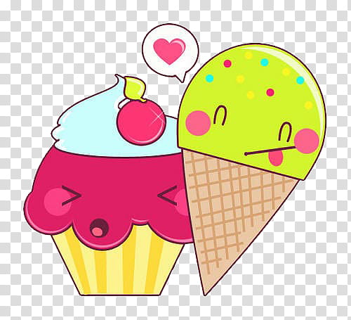 Lindos PEDIDO, illustration of pink cupcake and green icecream transparent background PNG clipart