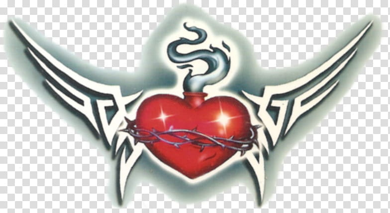 Pretty tattoo , red heart artwork transparent background PNG clipart