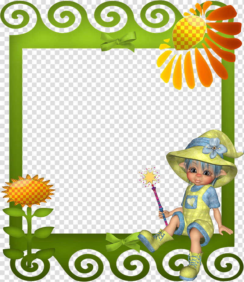 Sunflower Child Frame, woman holding wand border illustration transparent background PNG clipart