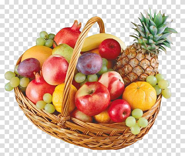 Flowers, bunch of fruit on basket transparent background PNG clipart