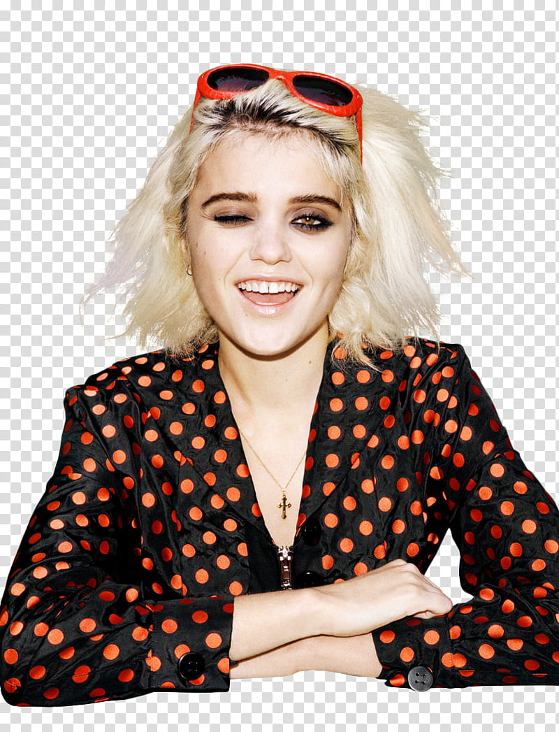 Sky Ferreira, woman wearing black and red polka-dotted long-sleeved top transparent background PNG clipart