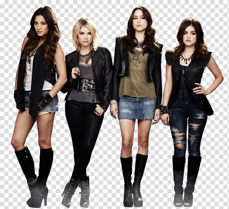 Pretty Little Liars, four standing woman near white background transparent background PNG clipart