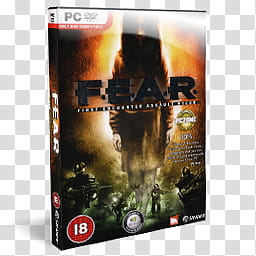 DVD Game Icons v, F.E.A.R, Fear PC DVD game case transparent background PNG clipart