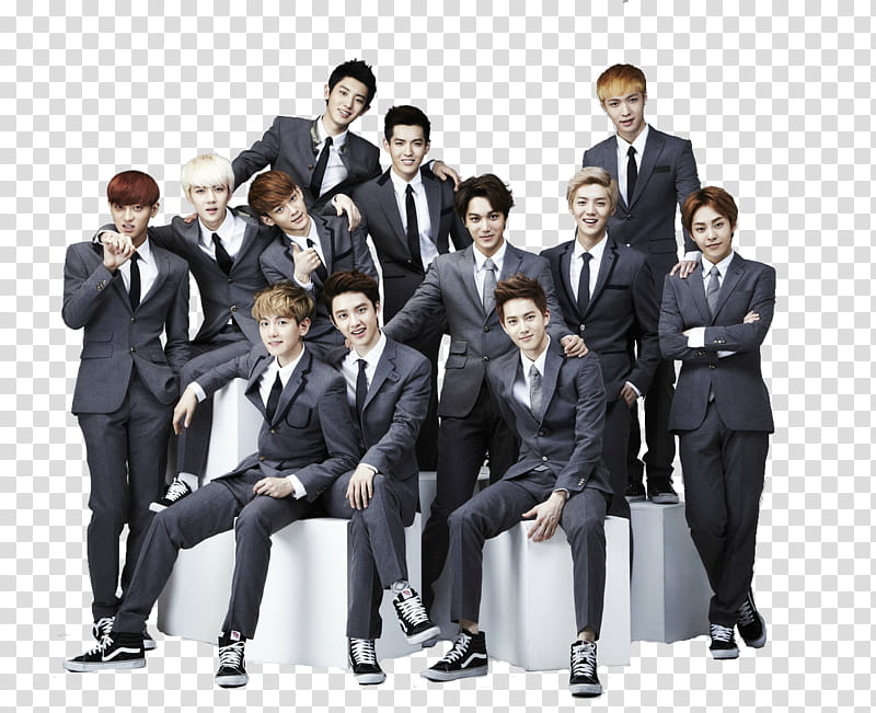 Exo Xoxo , group of men wearing gray suit transparent background PNG clipart