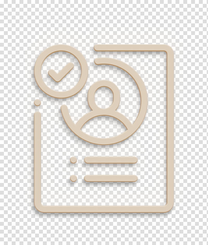Businessman icon Approved icon Interview icon, Text, Rectangle, Symbol, Beige, Circle, Logo, Square transparent background PNG clipart