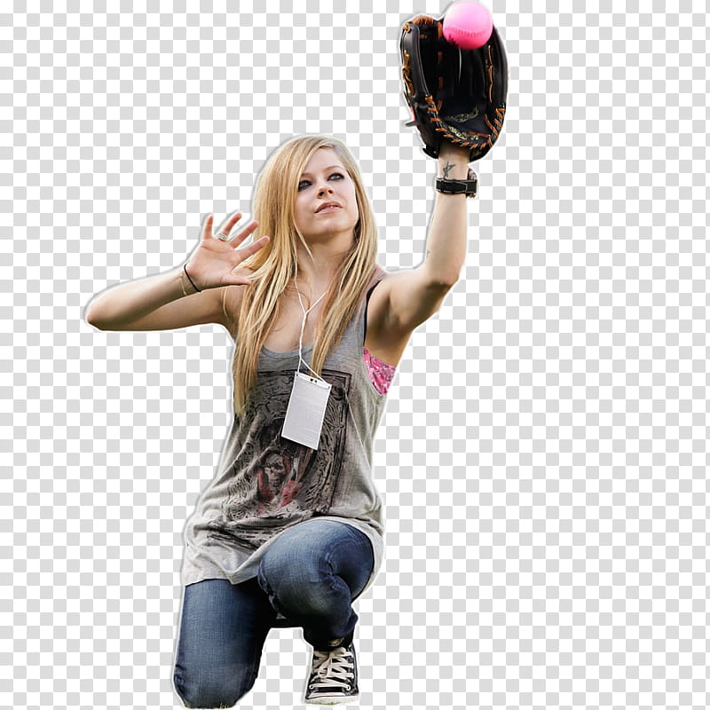 avril lavigne, Avril Lavigne catching baseball transparent background PNG clipart