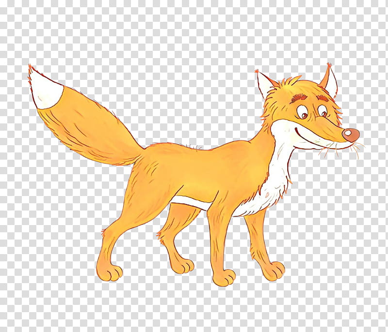 cartoon red fox tail yellow animal figure, Cartoon, Fictional Character, Animation transparent background PNG clipart