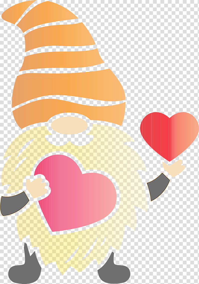 heart cartoon peach love, Gnome, Loving, Red Heart, Watercolor, Paint, Wet Ink transparent background PNG clipart