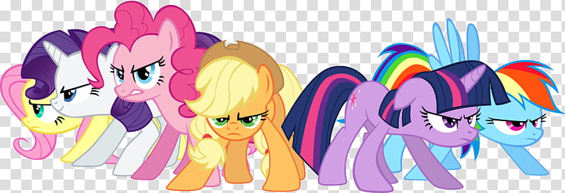 Mane Six Ready to Battle no background, My Little Pony characters transparent background PNG clipart