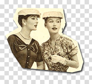 So Vintage Stickers, two women wearing dresses transparent background PNG clipart