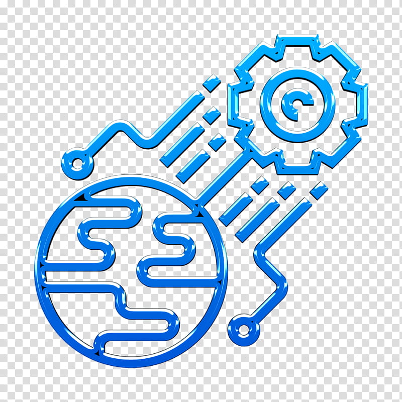 World icon Artificial Intelligence icon Cog icon, Electric Blue transparent background PNG clipart
