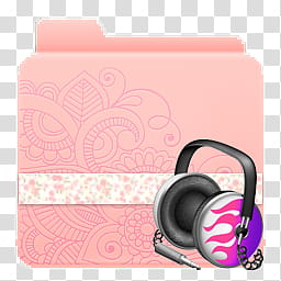Folders Light Pink, pink floral music folder icon transparent background PNG clipart