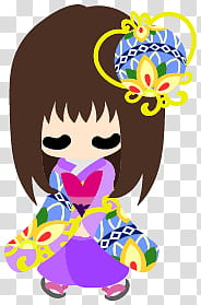 The icons of cute KIMONO girls, new-year-people- transparent background PNG clipart