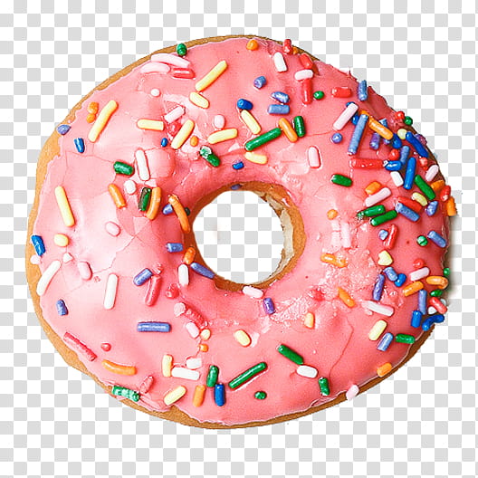 Donuts S, baked doughnut with sprinkles on top transparent background PNG clipart