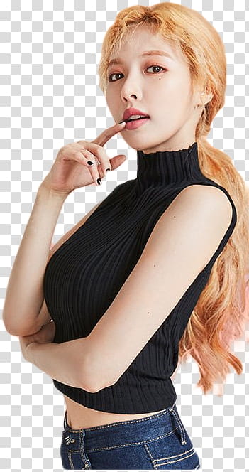 HyunA GRN, woman wearing black turtleneck shirt transparent background PNG clipart