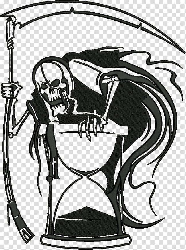 s, Death, Father Time, Hourglass, Drawing, Scythe, Black, Black And White transparent background PNG clipart