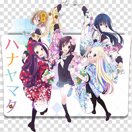 Free: Hanayamata Anime Icon, Hanayamata_v_by_Darklephise, five female anime  character transparent background PNG clipart 