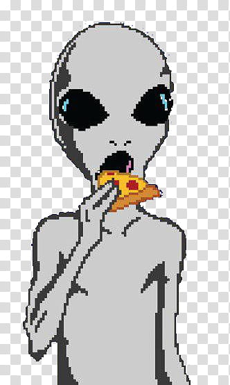 Watch, alien holding sliced pizza illustration transparent background PNG clipart