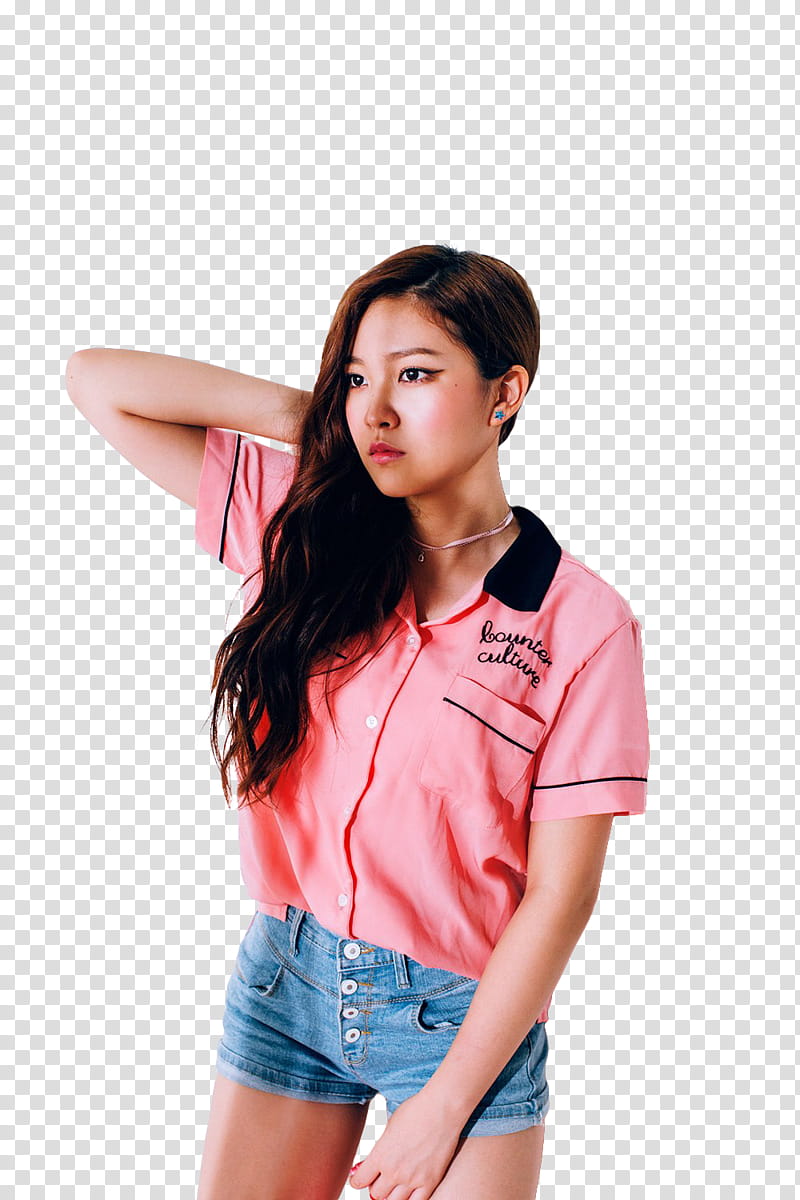 Red Velvet Woman Wearing Pink Polo Shirt And Blue Shots Transparent Background Png Clipart Hiclipart - red velvet peek a boo wendy roblox