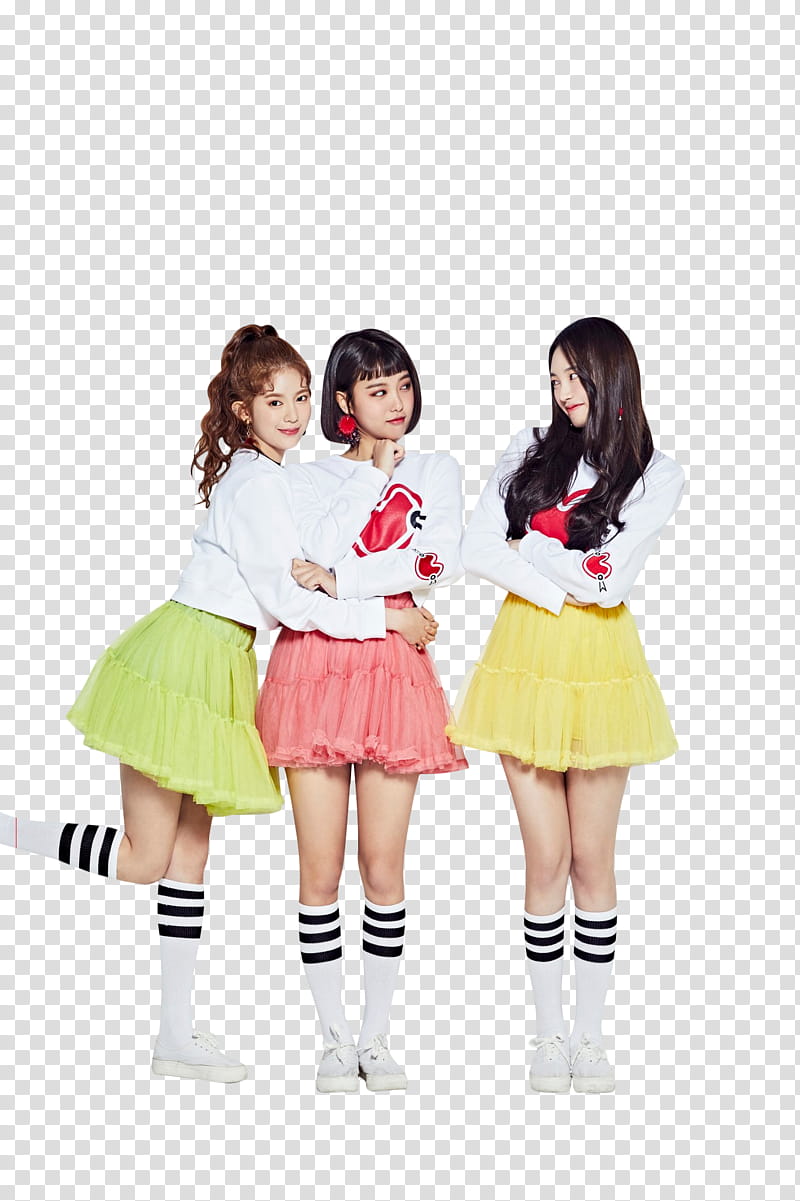 MOMOLAND GREAT , three Momoland in skirts transparent background PNG clipart