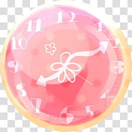 Mini, round brown and pink analog clock transparent background PNG clipart